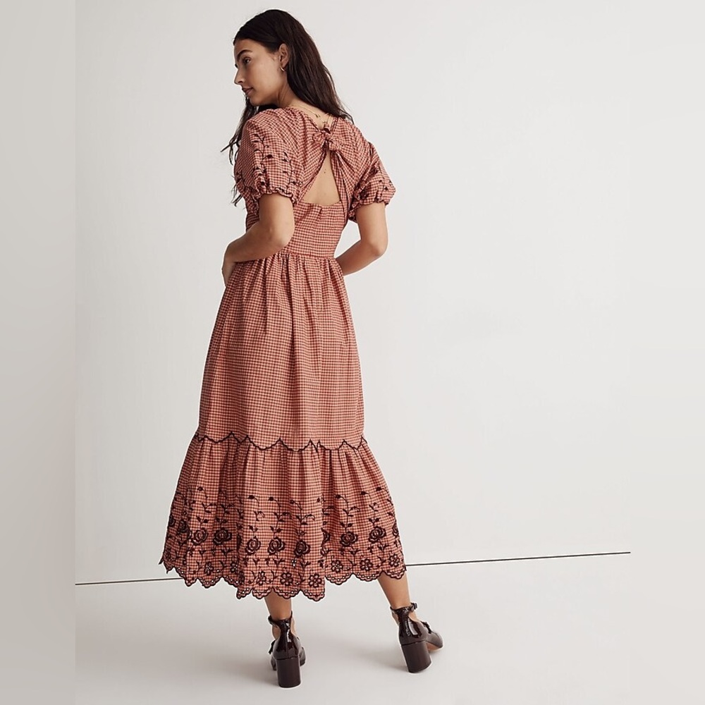 MADEWELL Embroidered Bubble Sleeve Midi Dress